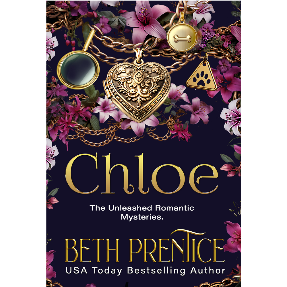 Book cover of 'Chloe' by Beth Prentice with gold heart pendant and floral design.