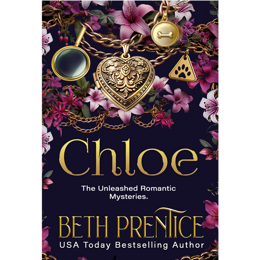 Book cover of 'Chloe' by Beth Prentice with gold heart pendant and floral design.